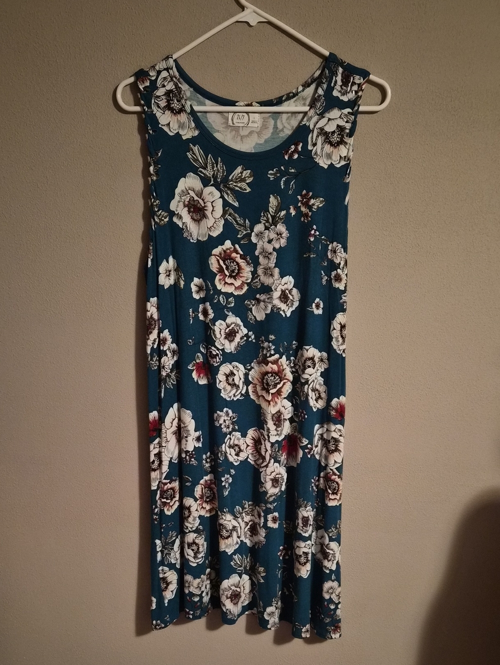 Maurices Teal Floral Sleeveless Midi Dress
